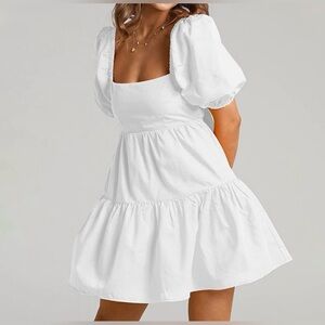 White Puff Sleeve Dress
